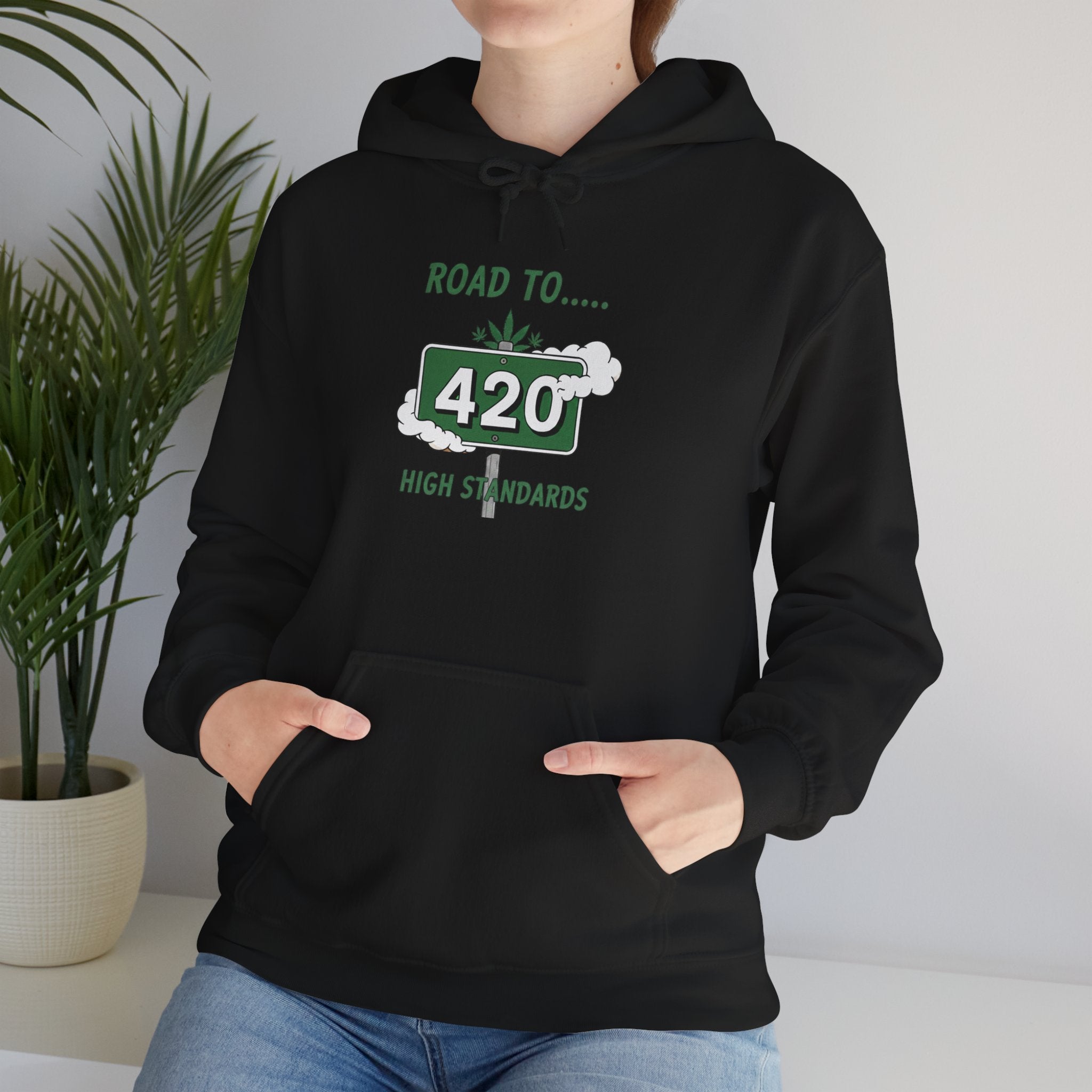 420 Road Sign Hoodie – 'Road to 420' High Standards Cannabis Sweatshirt