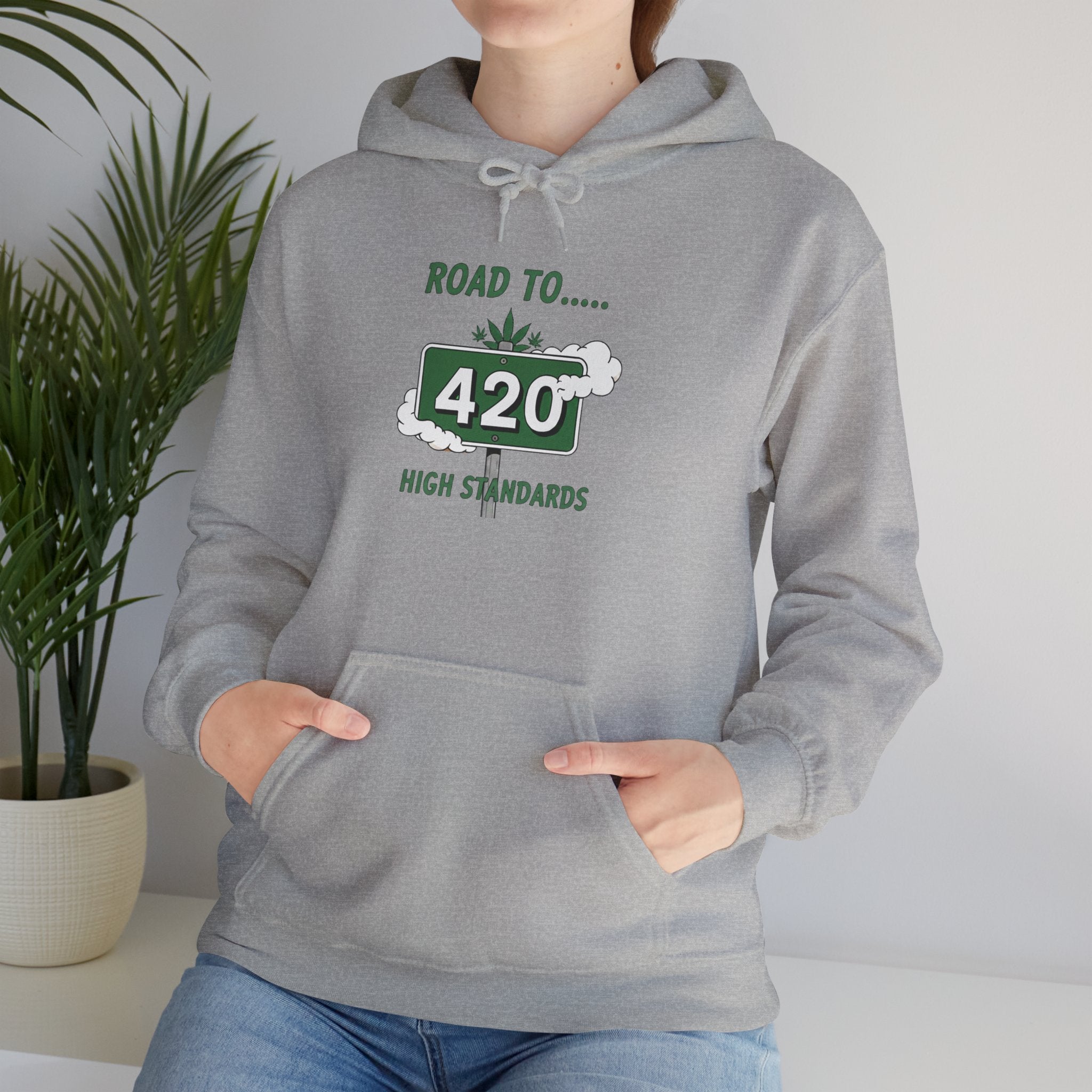420 Road Sign Hoodie – 'Road to 420' High Standards Cannabis Sweatshirt