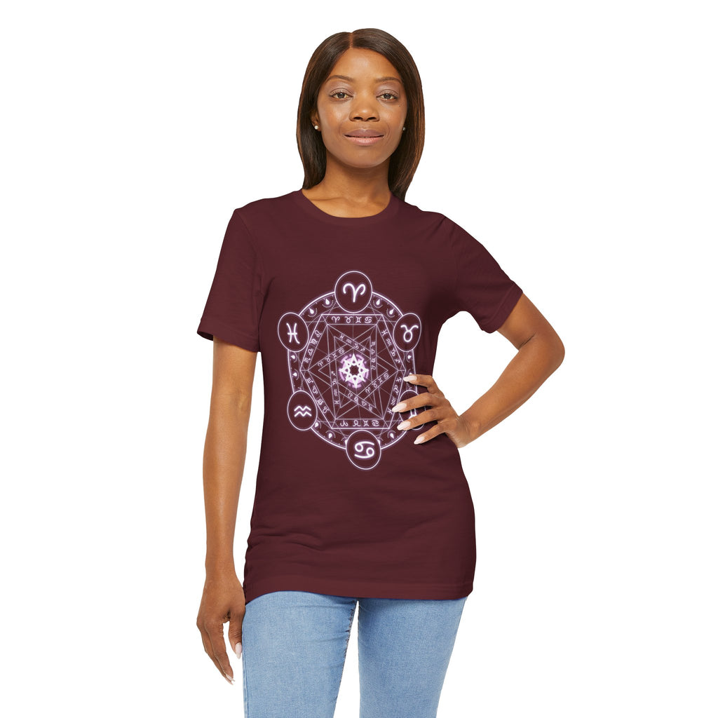 Zodiac Mandala T‑Shirt — Pastel Astrology Symbol Tee