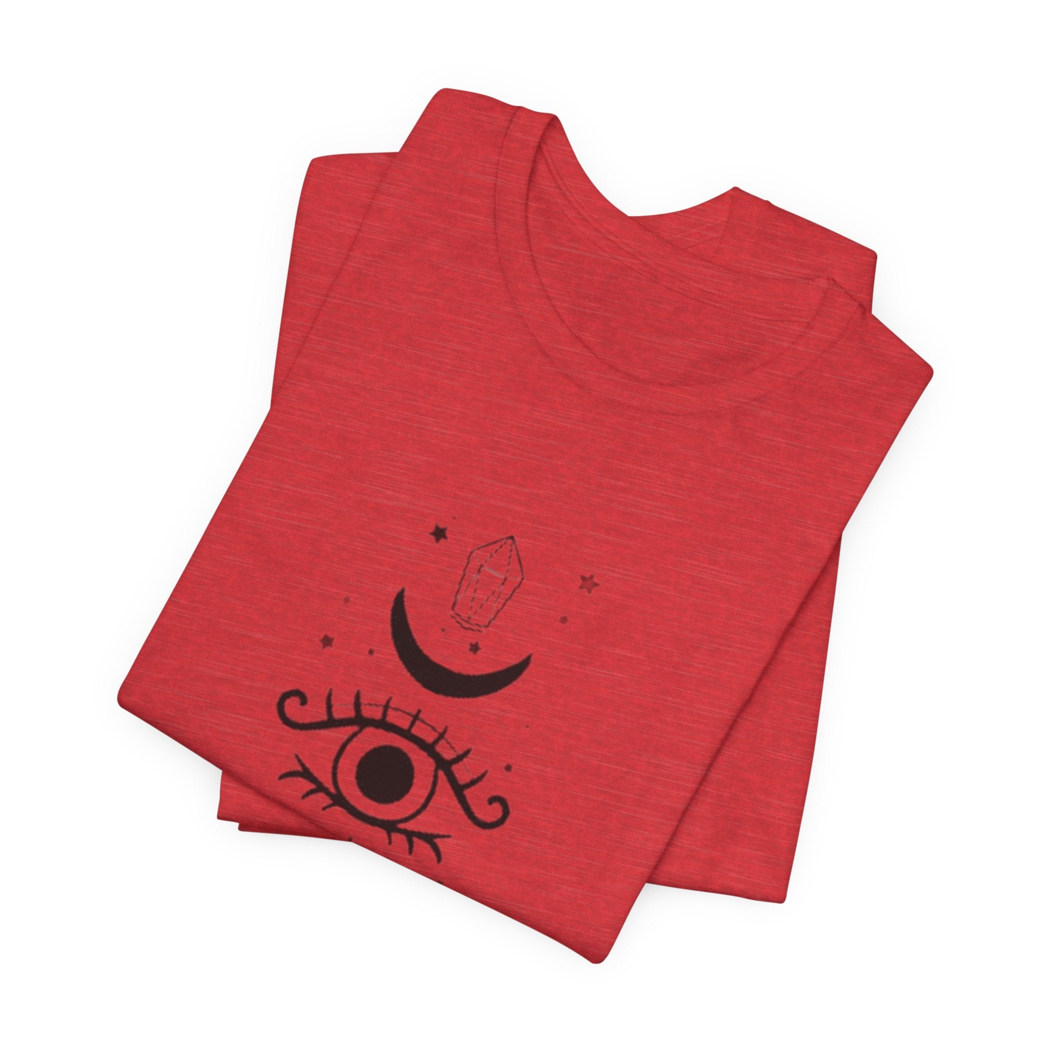 Mystic Eye Tee — Crescent Moon, Crystal & Sun Graphic T-Shirt