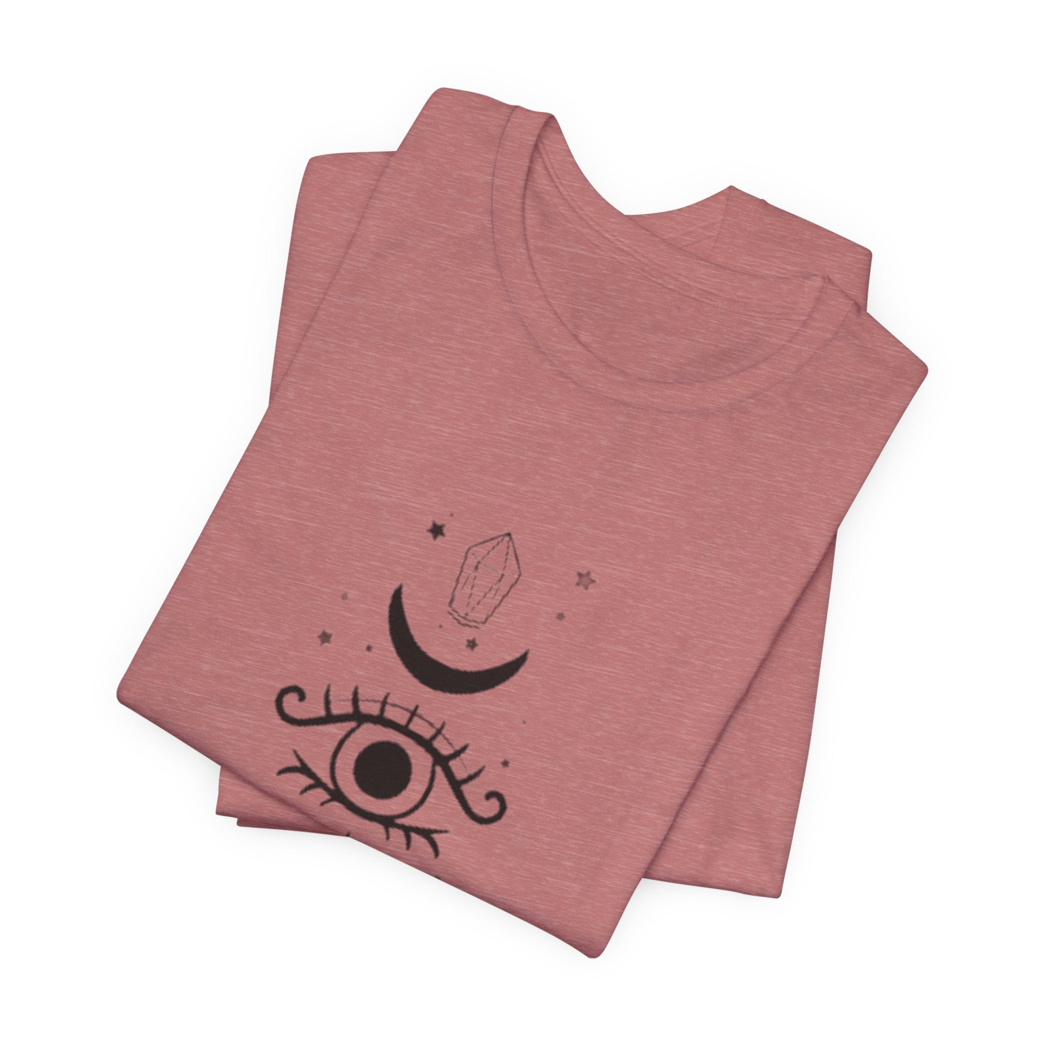 Mystic Eye Tee — Crescent Moon, Crystal & Sun Graphic T-Shirt