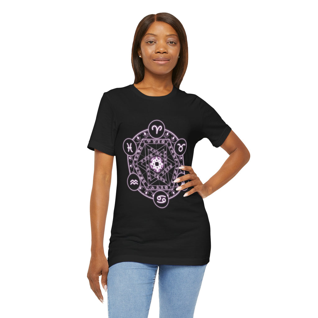 Zodiac Mandala T‑Shirt — Pastel Astrology Symbol Tee