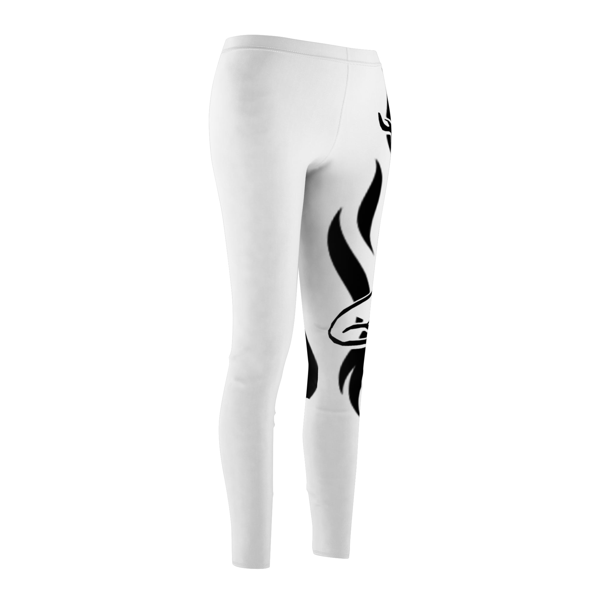 Sensuous Vibe Side-Print Women's Leggings — Black Flame Tattoo Design