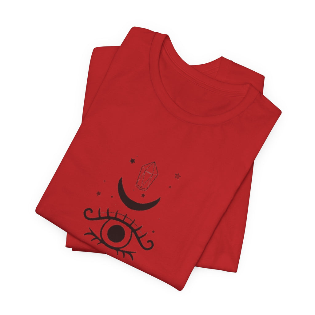 Mystic Eye Tee — Crescent Moon, Crystal & Sun Graphic T-Shirt
