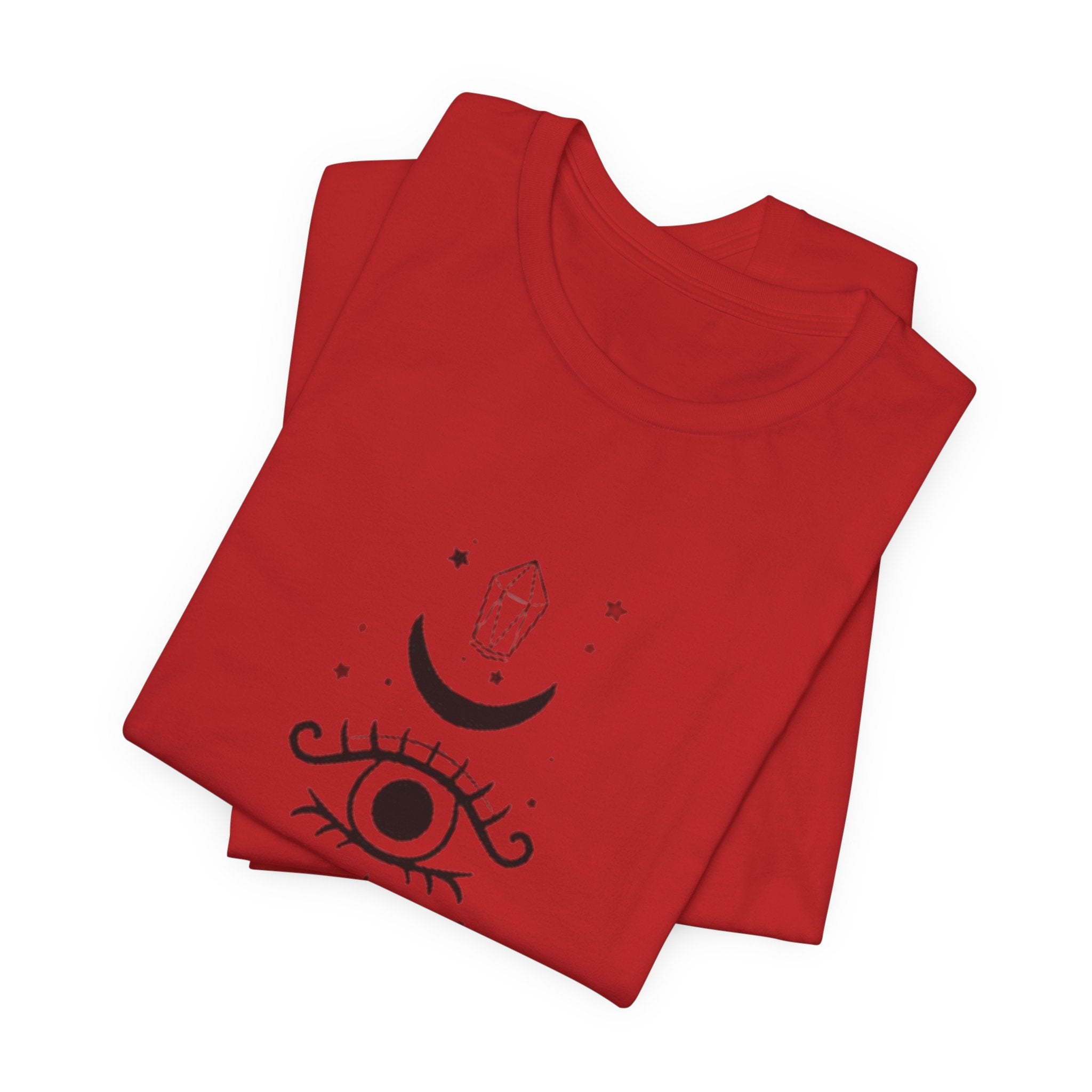Mystic Eye Tee — Crescent Moon, Crystal & Sun Graphic T-Shirt