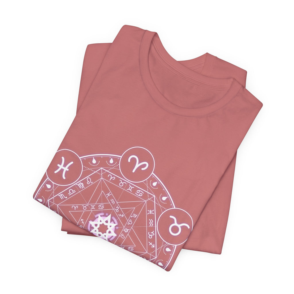 Zodiac Mandala T‑Shirt — Pastel Astrology Symbol Tee