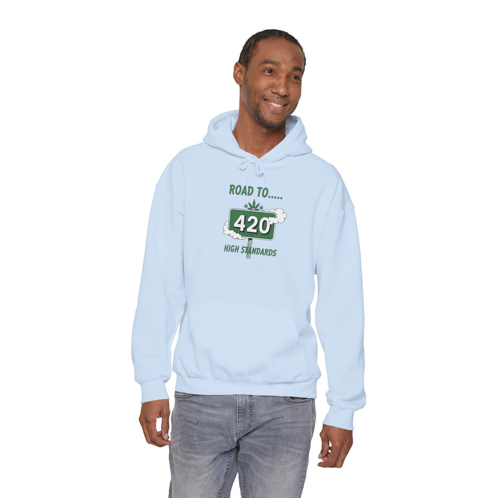 420 Road Sign Hoodie – 'Road to 420' High Standards Cannabis Sweatshirt