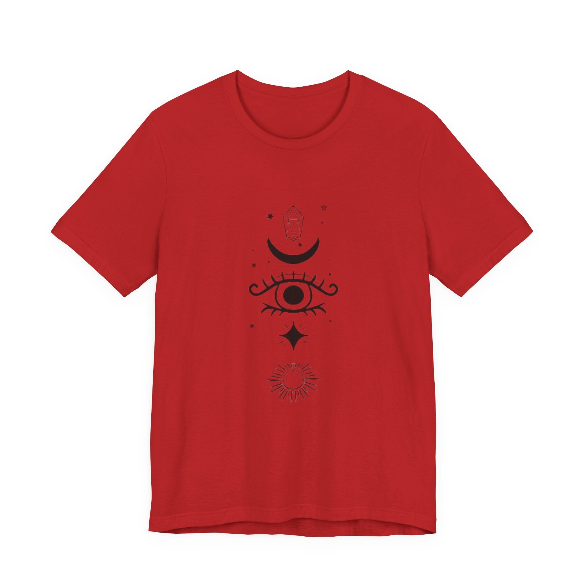 Mystic Eye Tee — Crescent Moon, Crystal & Sun Graphic T-Shirt