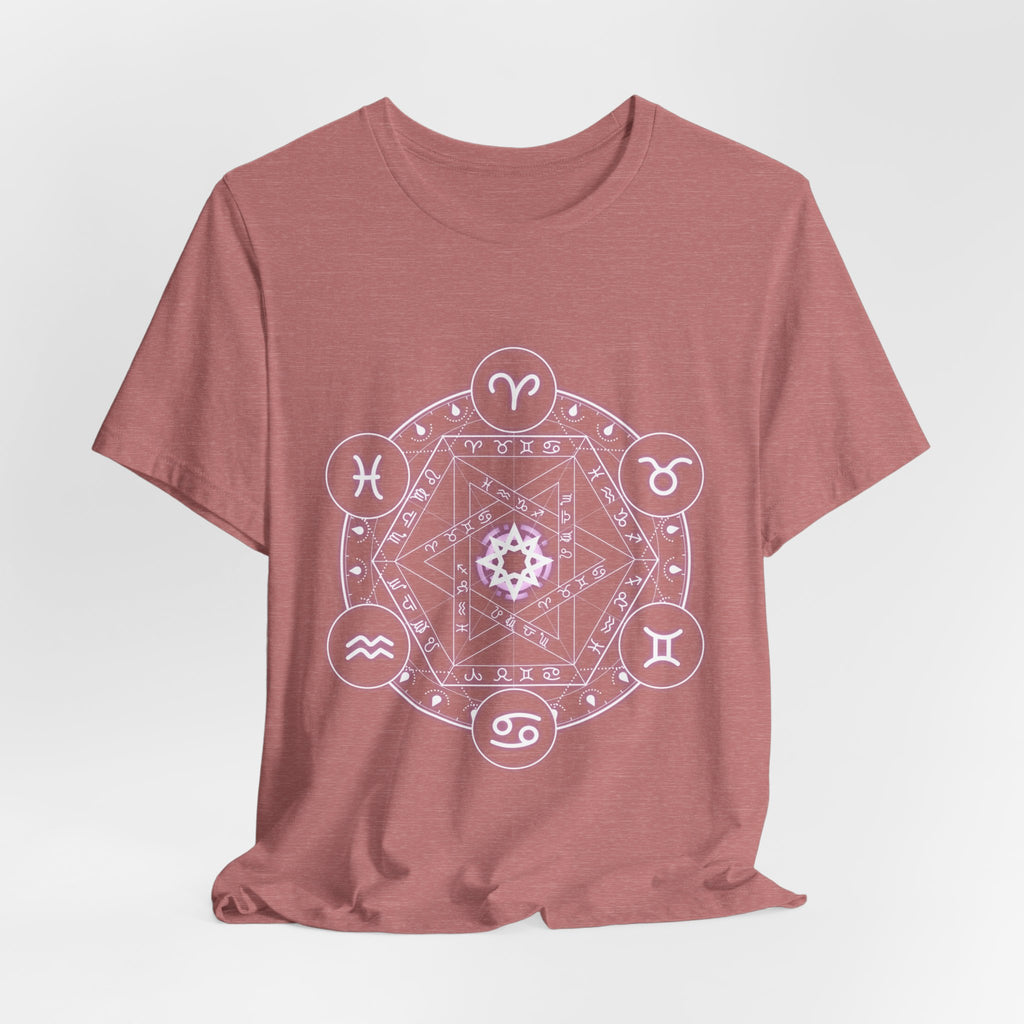 Zodiac Mandala T‑Shirt — Pastel Astrology Symbol Tee