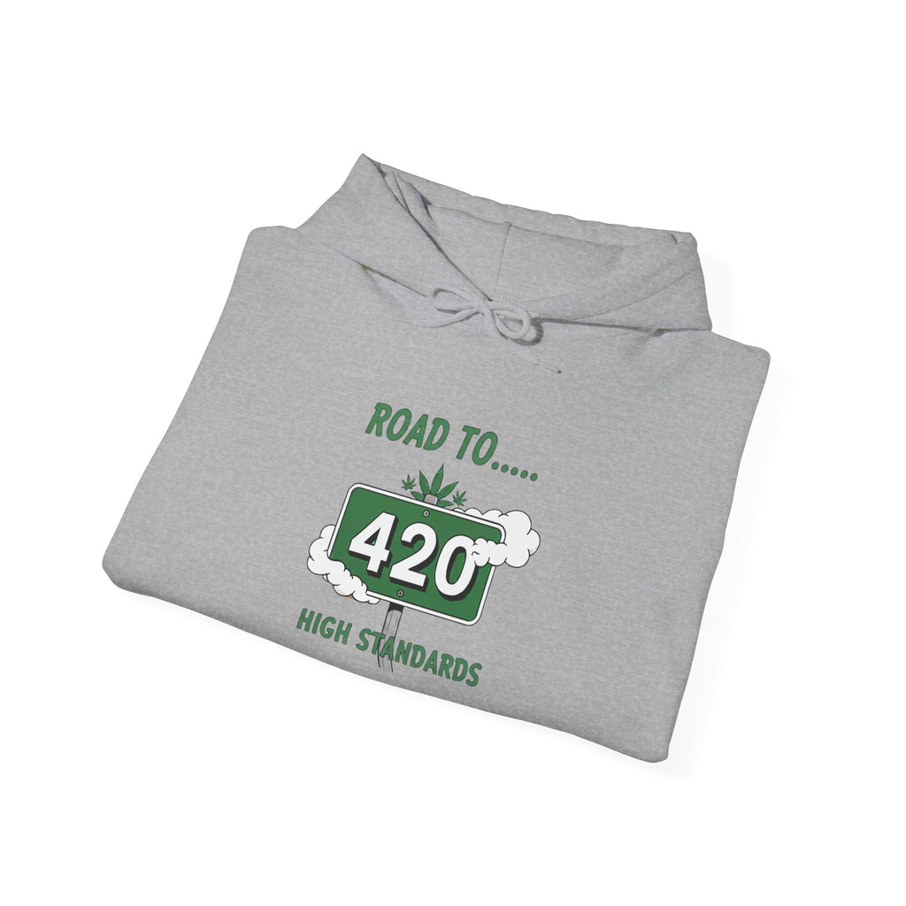 420 Road Sign Hoodie – 'Road to 420' High Standards Cannabis Sweatshirt