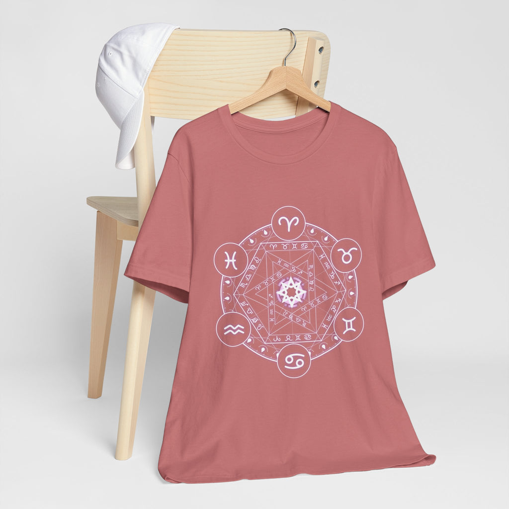 Zodiac Mandala T‑Shirt — Pastel Astrology Symbol Tee