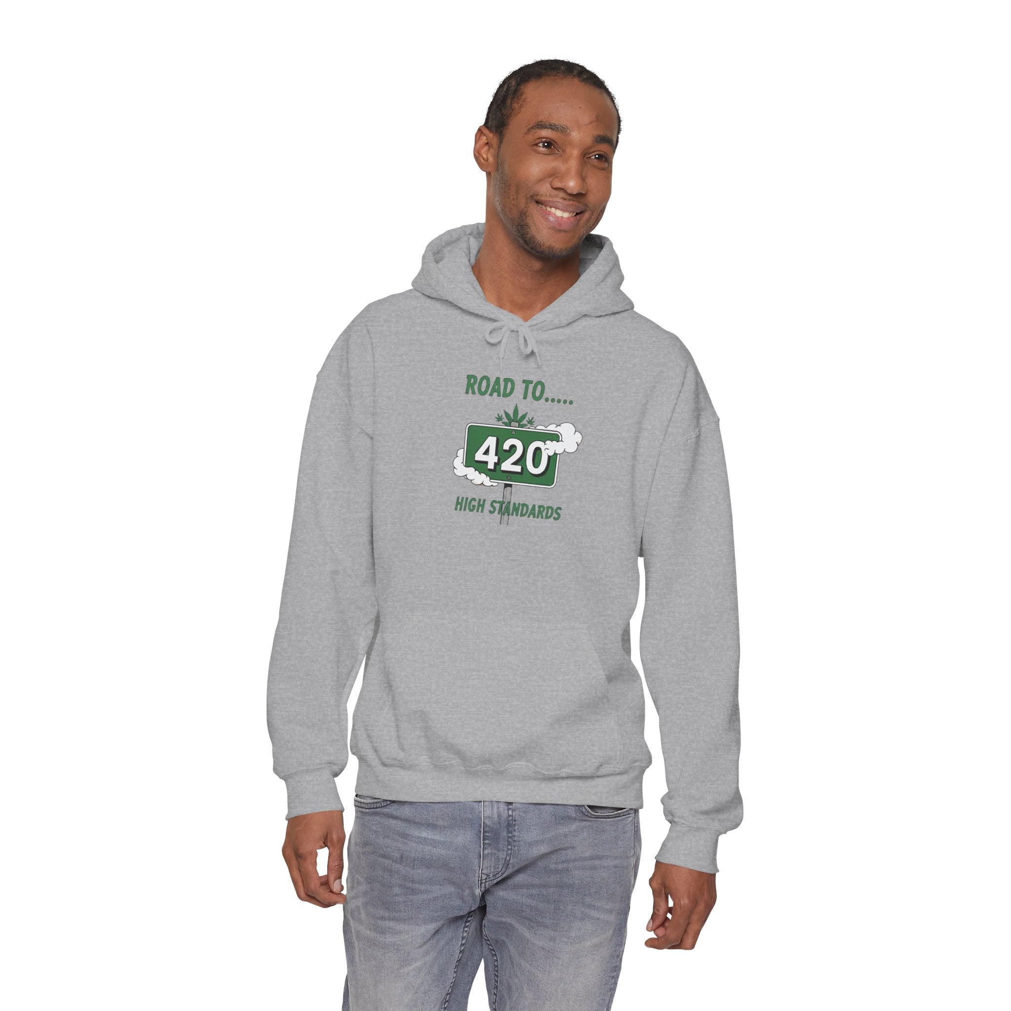 420 Road Sign Hoodie – 'Road to 420' High Standards Cannabis Sweatshirt