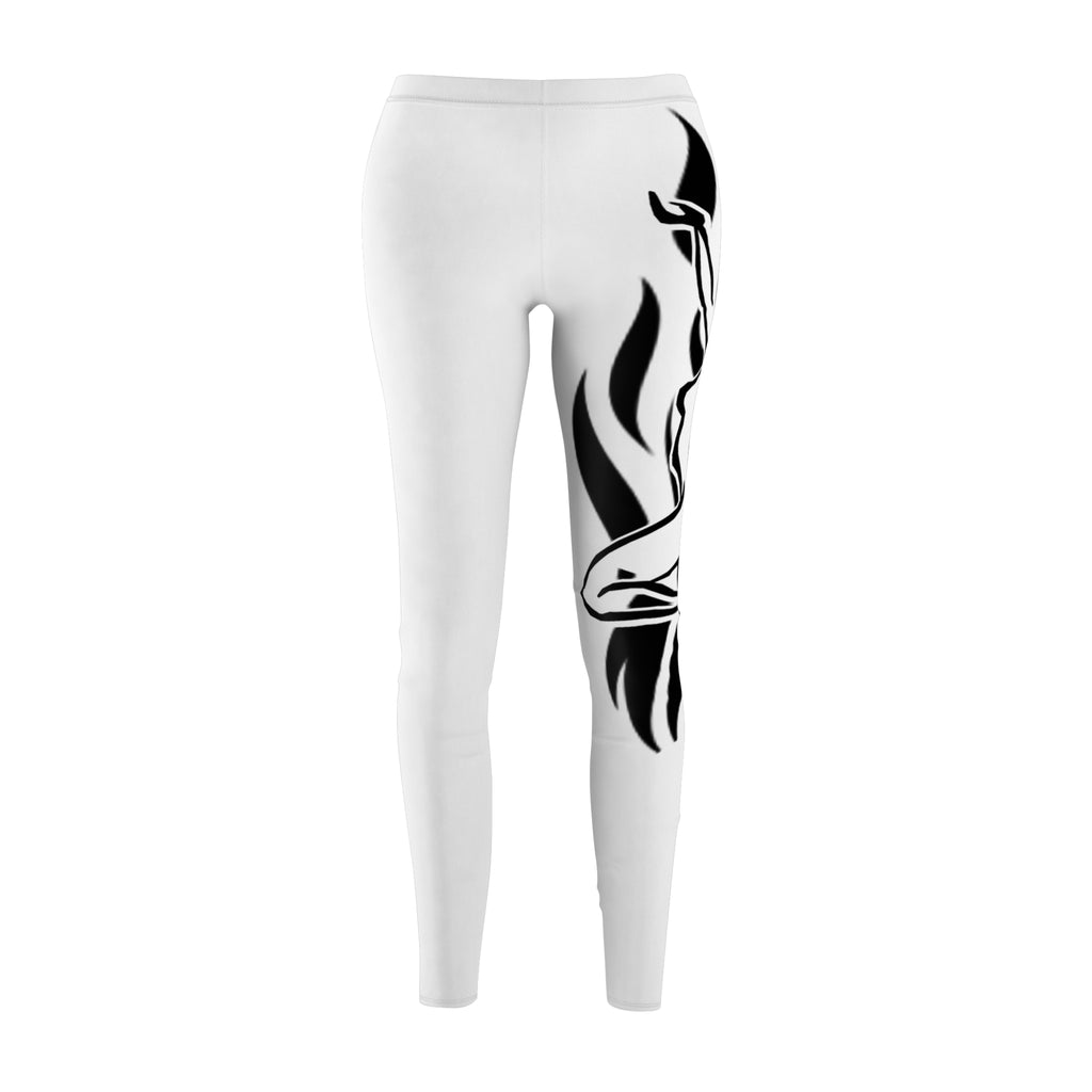 Sensuous Vibe Side-Print Women's Leggings — Black Flame Tattoo Design