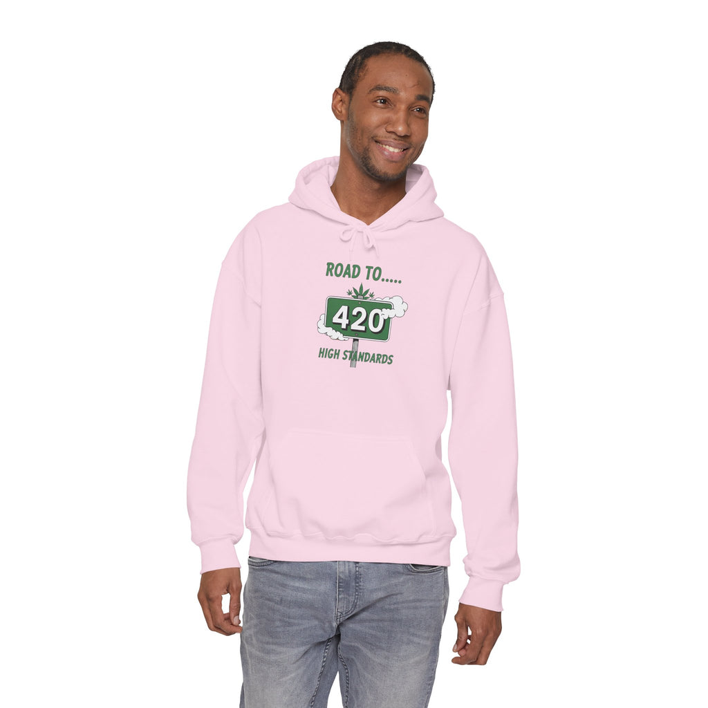 420 Road Sign Hoodie – 'Road to 420' High Standards Cannabis Sweatshirt