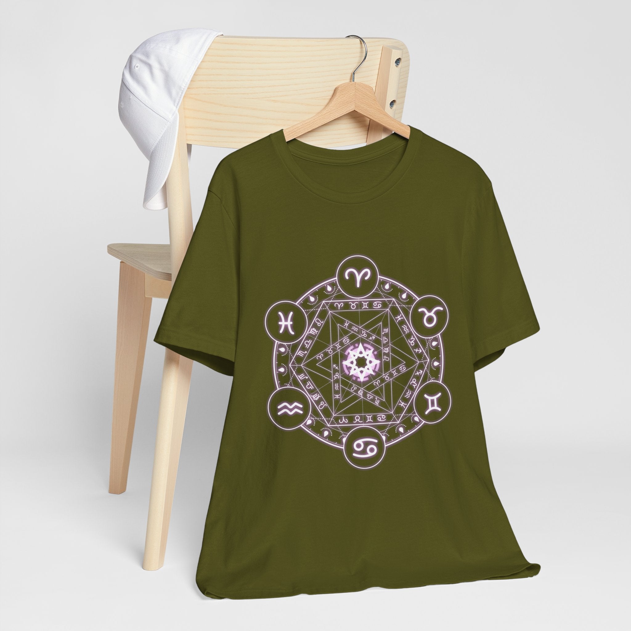 Zodiac Mandala T‑Shirt — Pastel Astrology Symbol Tee