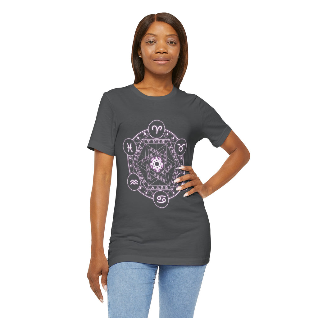 Zodiac Mandala T‑Shirt — Pastel Astrology Symbol Tee