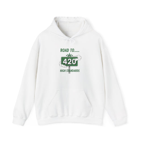 420 Road Sign Hoodie – 'Road to 420' High Standards Cannabis Sweatshirt