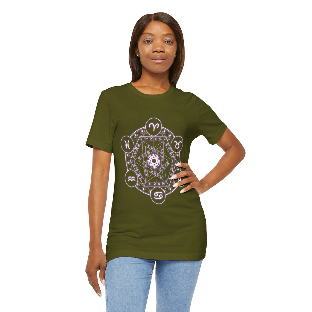 Zodiac Mandala T‑Shirt — Pastel Astrology Symbol Tee