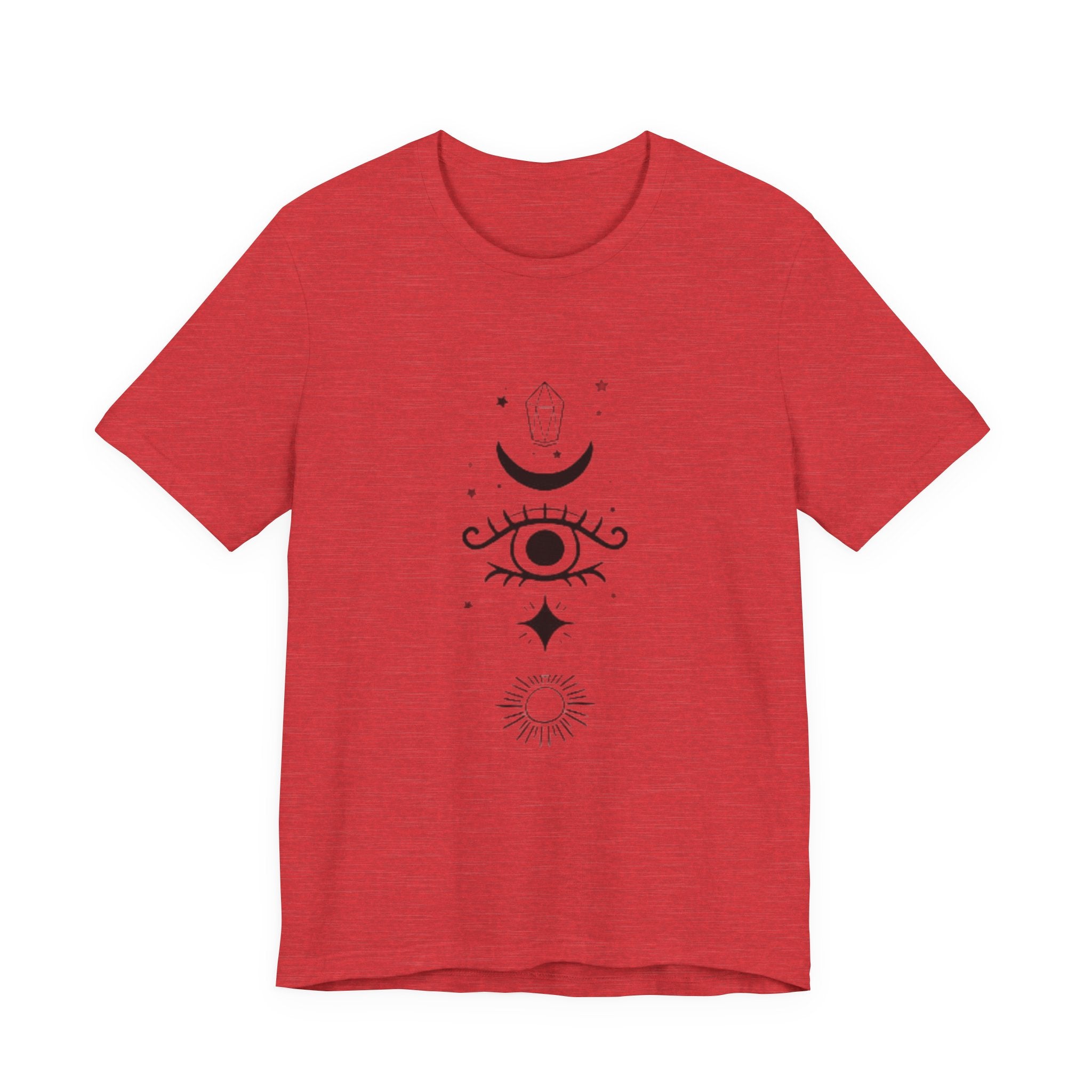 Mystic Eye Tee — Crescent Moon, Crystal & Sun Graphic T-Shirt