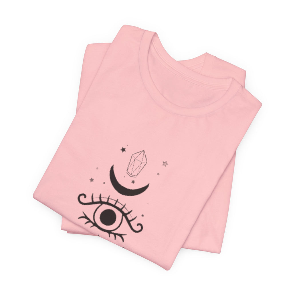 Mystic Eye Tee — Crescent Moon, Crystal & Sun Graphic T-Shirt