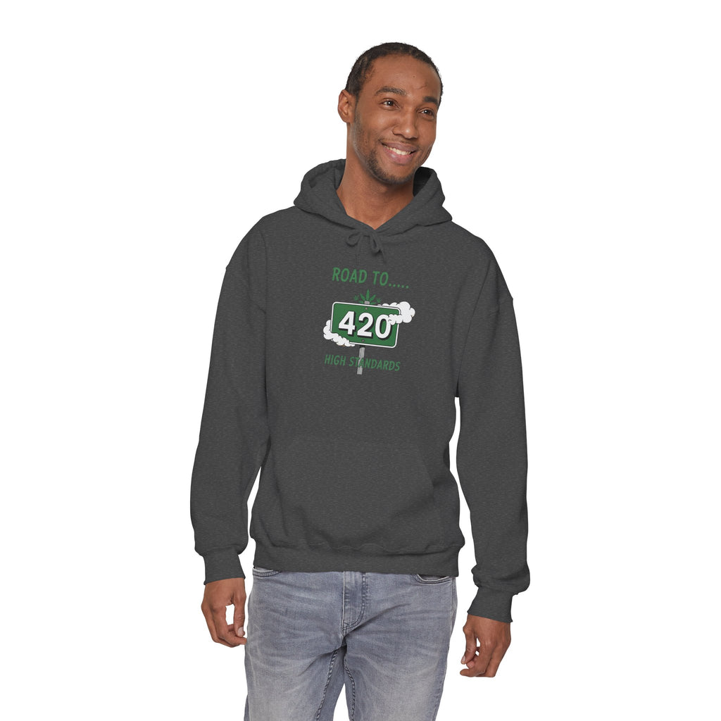 420 Road Sign Hoodie – 'Road to 420' High Standards Cannabis Sweatshirt