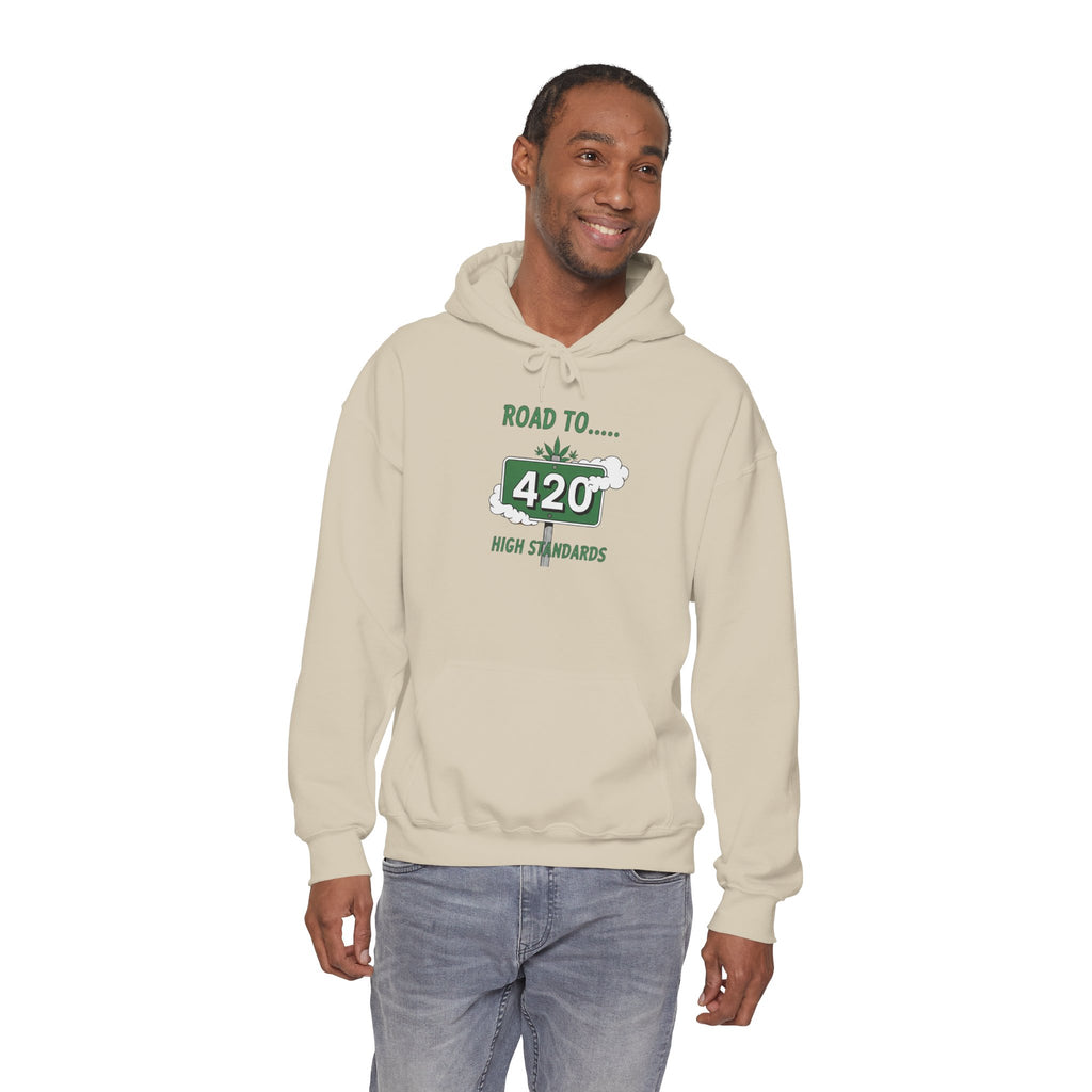 420 Road Sign Hoodie – 'Road to 420' High Standards Cannabis Sweatshirt