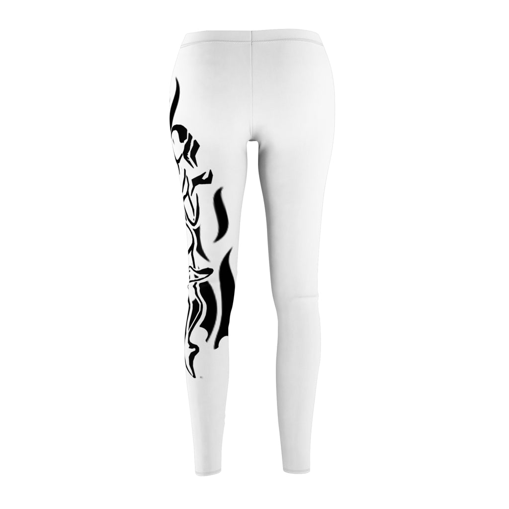 Sensuous Vibe Side-Print Women's Leggings — Black Flame Tattoo Design
