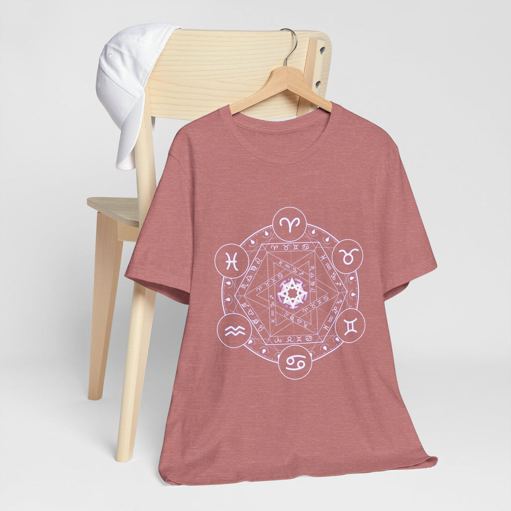 Zodiac Mandala T‑Shirt — Pastel Astrology Symbol Tee