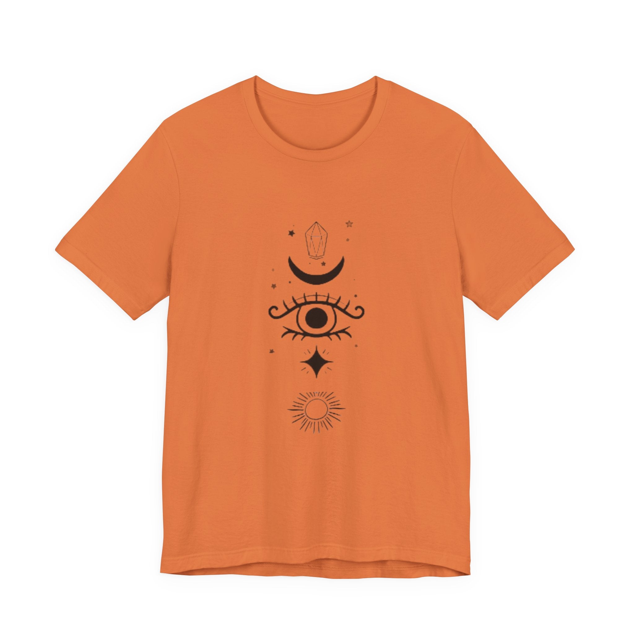 Mystic Eye Tee — Crescent Moon, Crystal & Sun Graphic T-Shirt