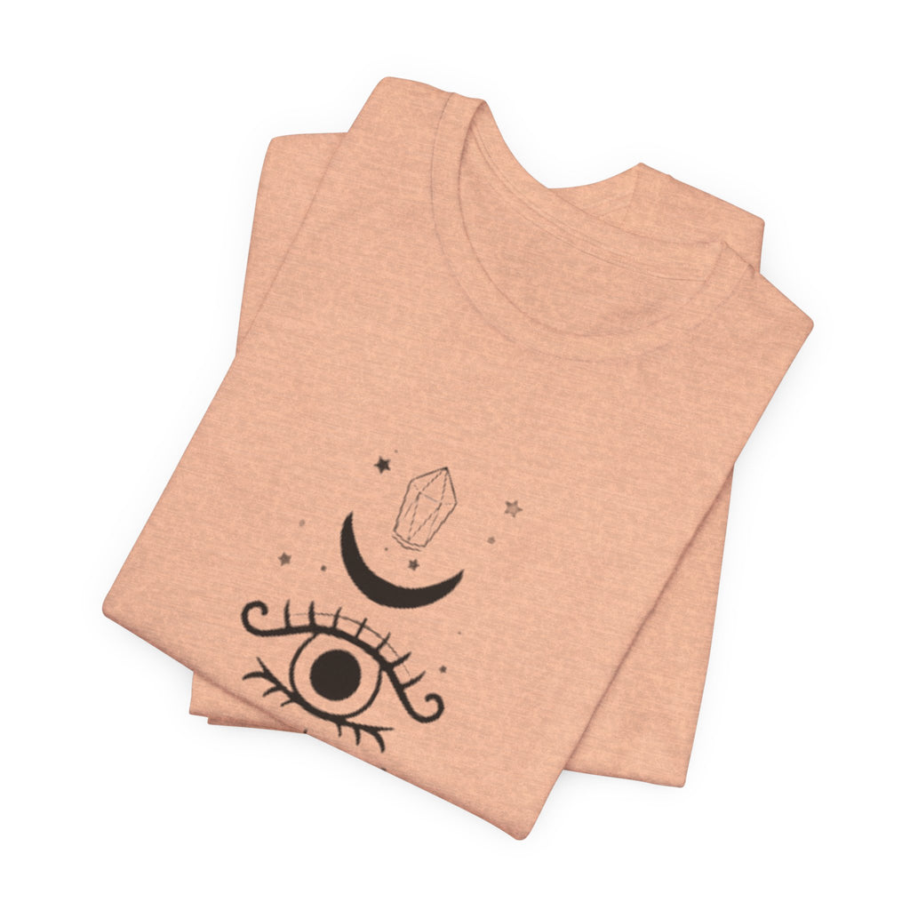 Mystic Eye Tee — Crescent Moon, Crystal & Sun Graphic T-Shirt