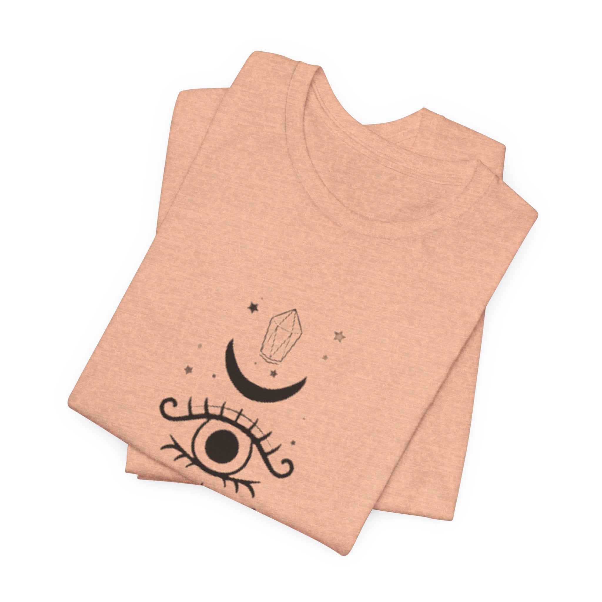 Mystic Eye Tee — Crescent Moon, Crystal & Sun Graphic T-Shirt