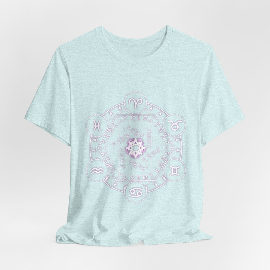 Zodiac Mandala T‑Shirt — Pastel Astrology Symbol Tee