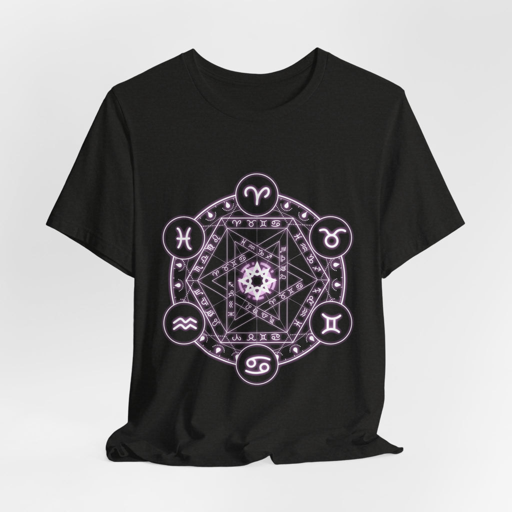 Zodiac Mandala T‑Shirt — Pastel Astrology Symbol Tee