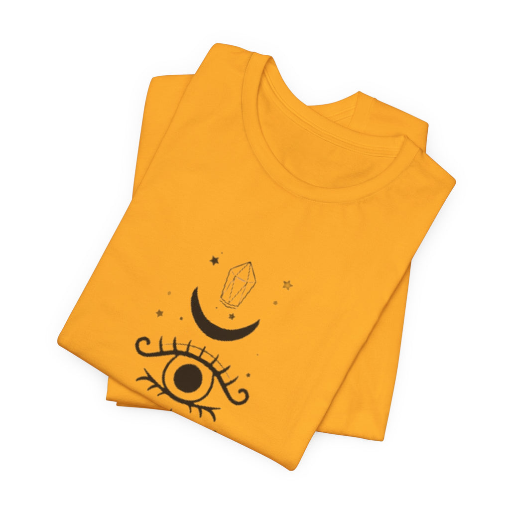 Mystic Eye Tee — Crescent Moon, Crystal & Sun Graphic T-Shirt