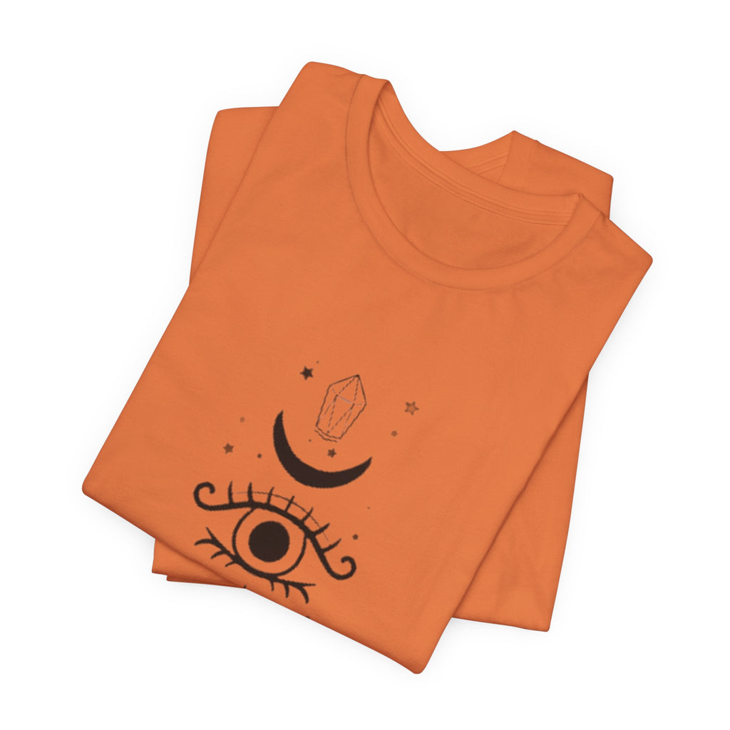 Mystic Eye Tee — Crescent Moon, Crystal & Sun Graphic T-Shirt
