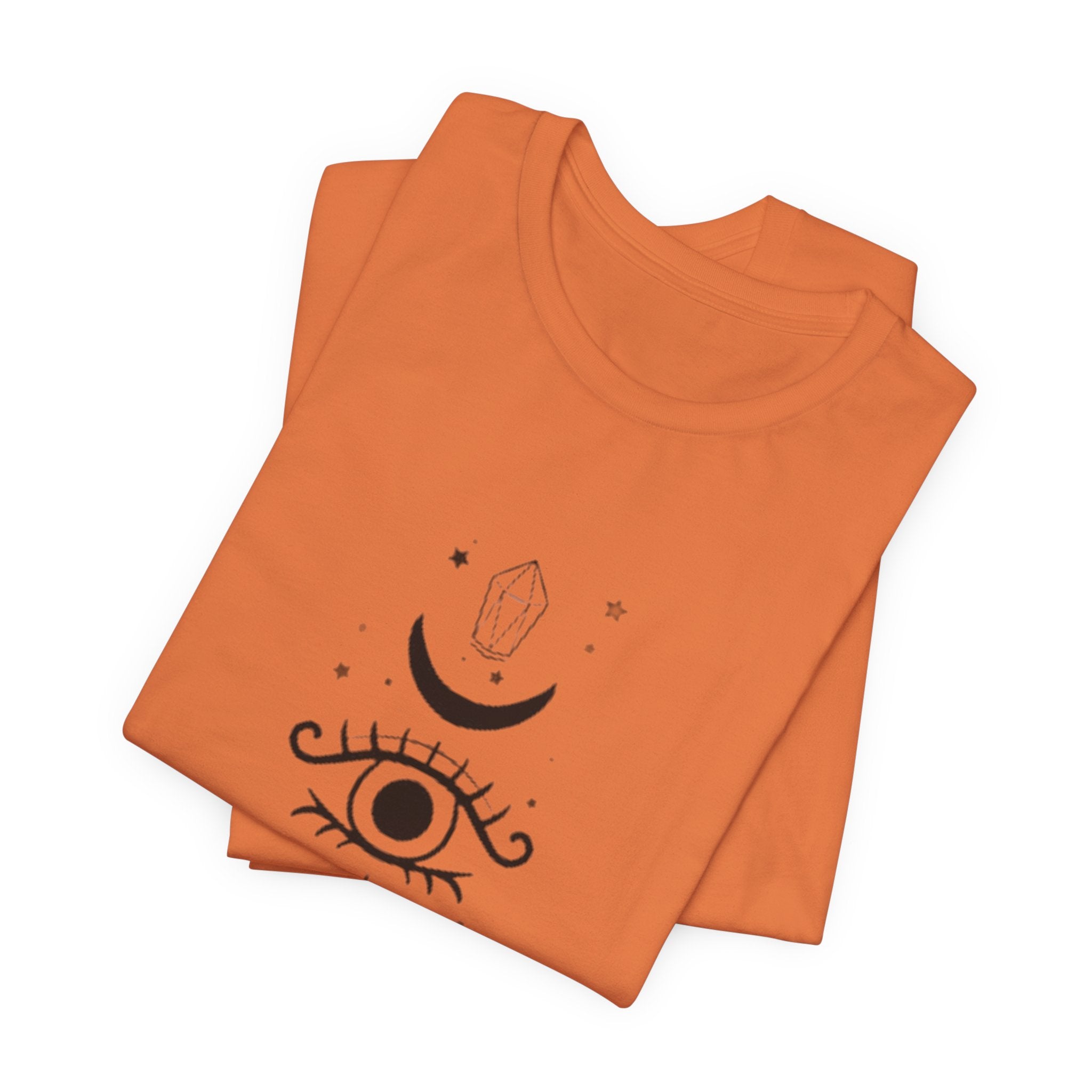 Mystic Eye Tee — Crescent Moon, Crystal & Sun Graphic T-Shirt