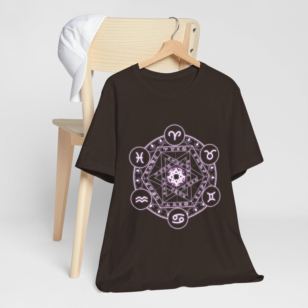 Zodiac Mandala T‑Shirt — Pastel Astrology Symbol Tee