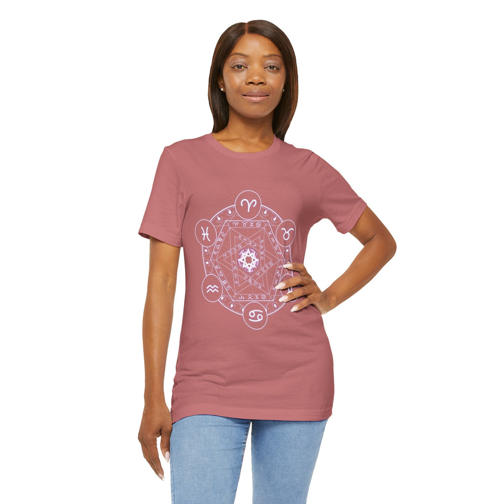 Zodiac Mandala T‑Shirt — Pastel Astrology Symbol Tee