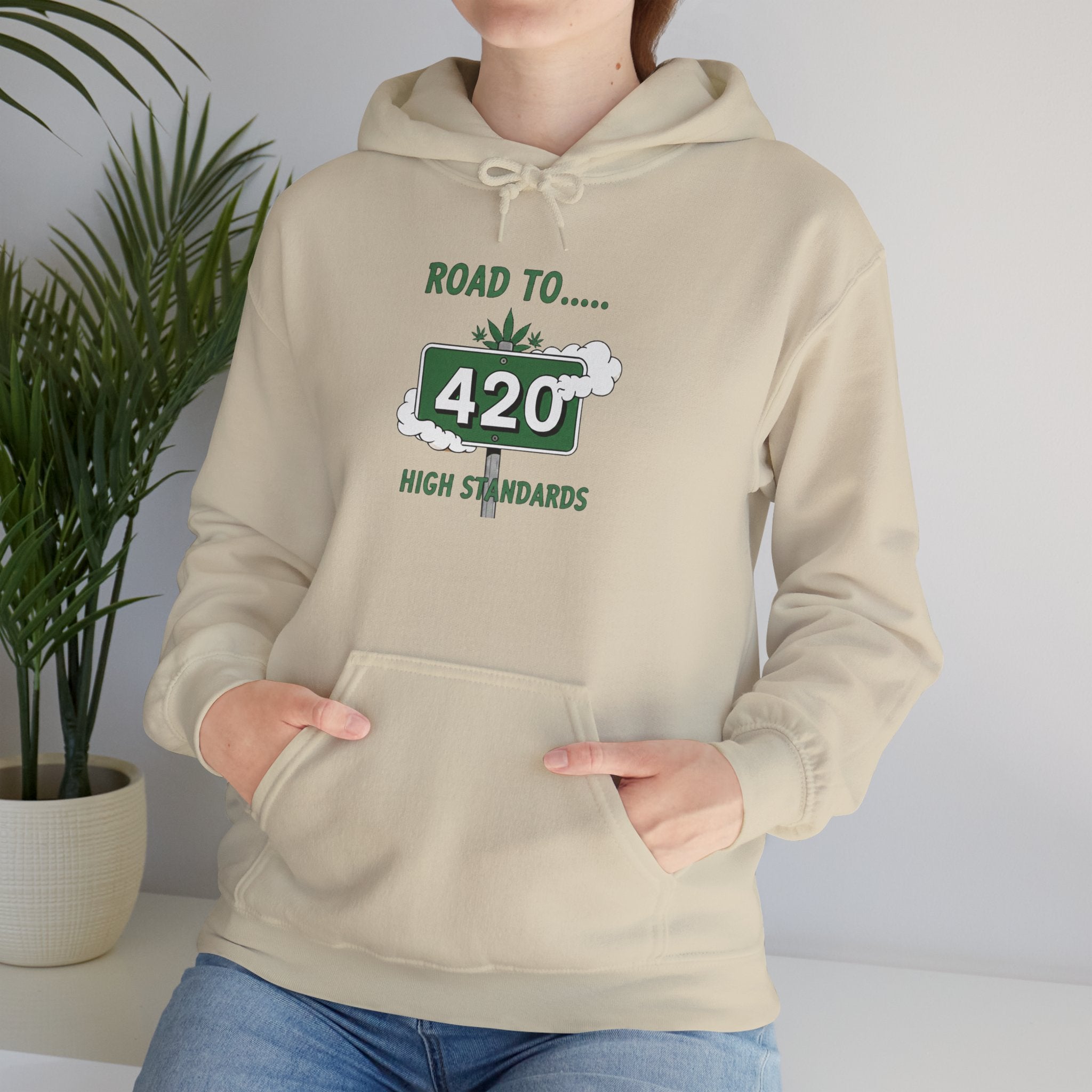 420 Road Sign Hoodie – 'Road to 420' High Standards Cannabis Sweatshirt