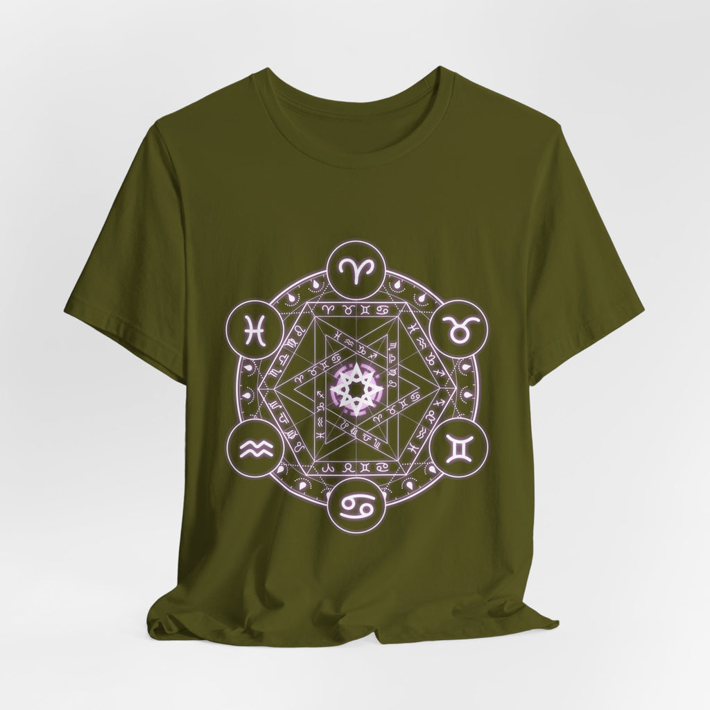 Zodiac Mandala T‑Shirt — Pastel Astrology Symbol Tee