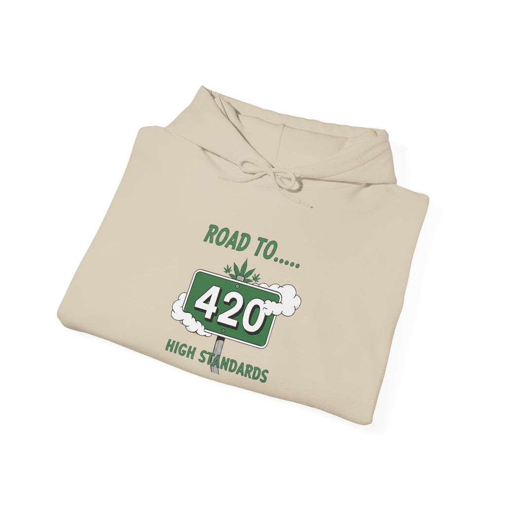420 Road Sign Hoodie – 'Road to 420' High Standards Cannabis Sweatshirt