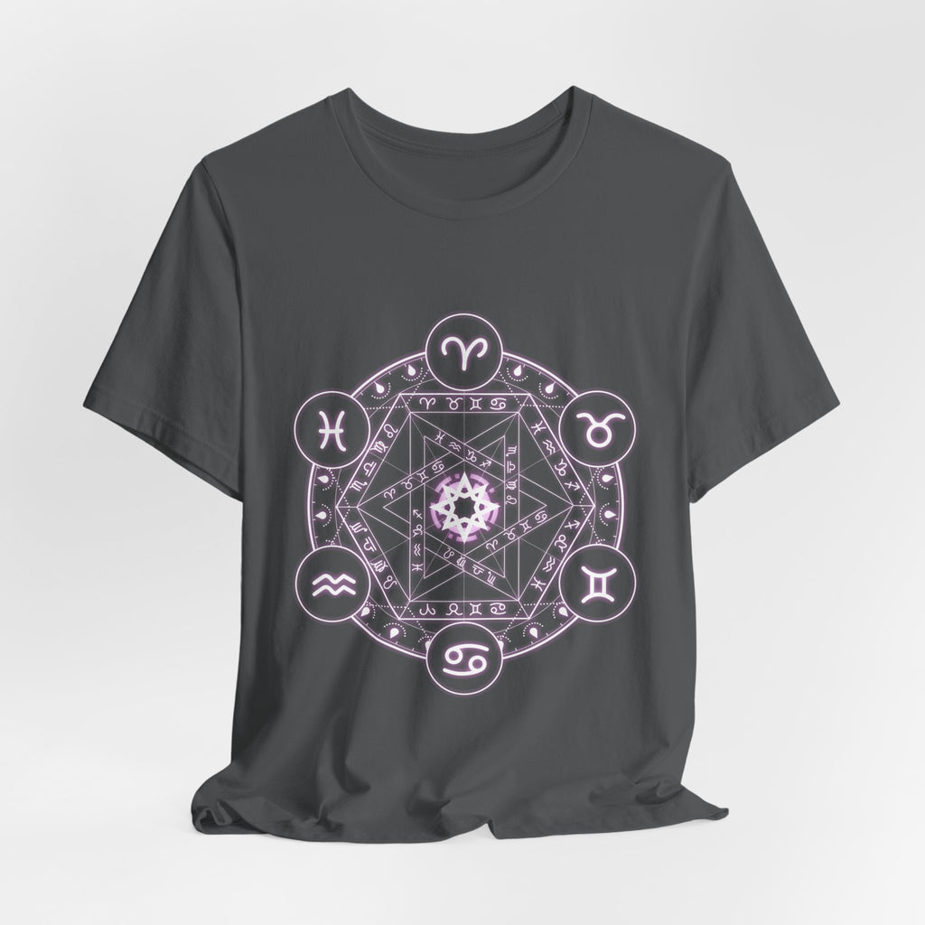 Zodiac Mandala T‑Shirt — Pastel Astrology Symbol Tee
