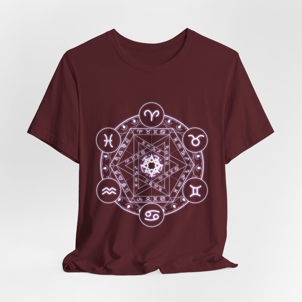 Zodiac Mandala T‑Shirt — Pastel Astrology Symbol Tee