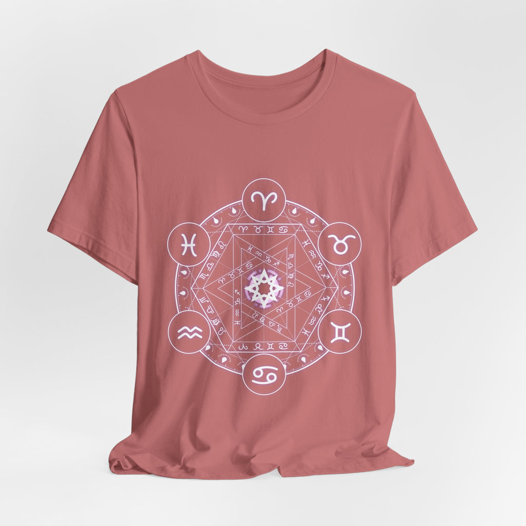 Zodiac Mandala T‑Shirt — Pastel Astrology Symbol Tee