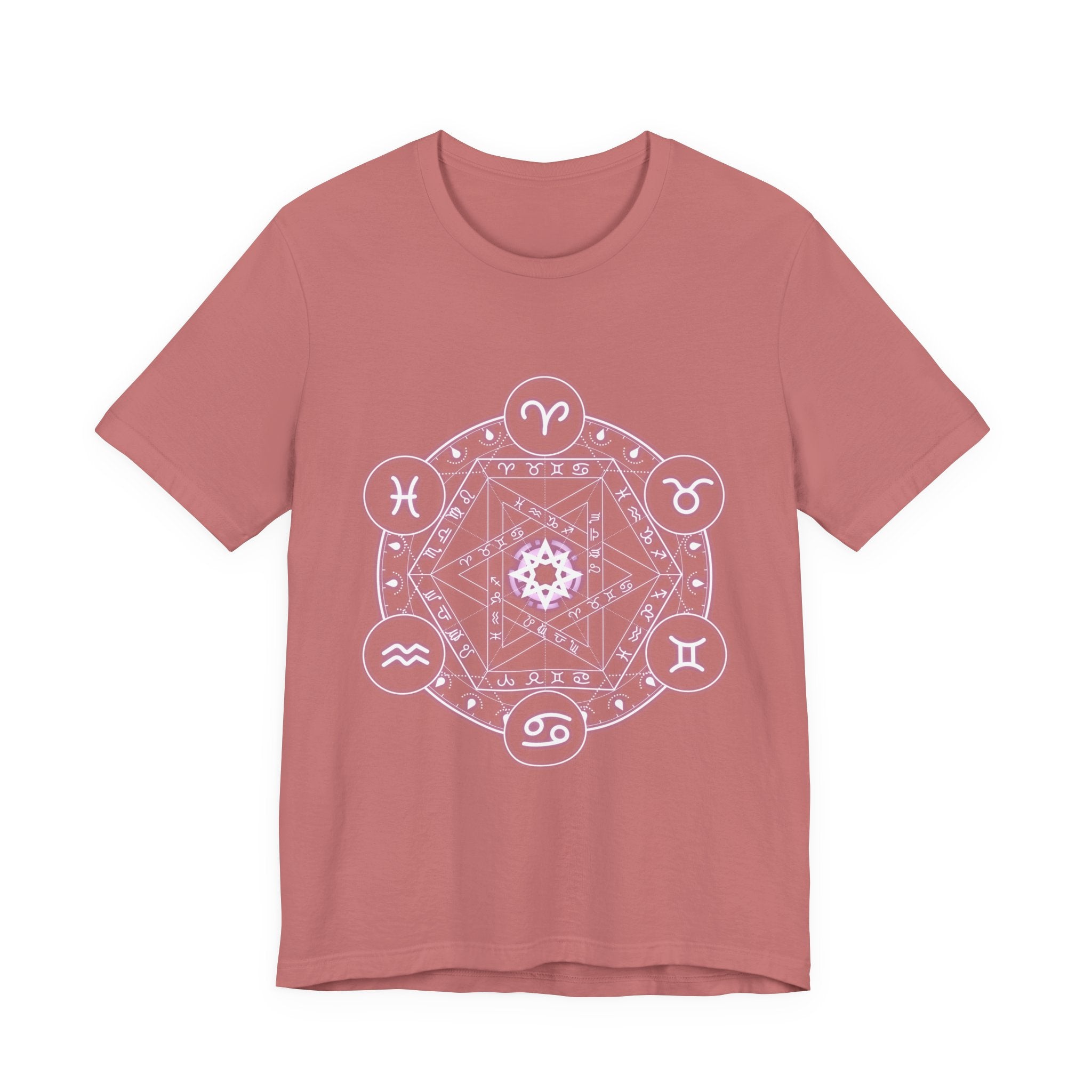 Zodiac Mandala T‑Shirt — Pastel Astrology Symbol Tee