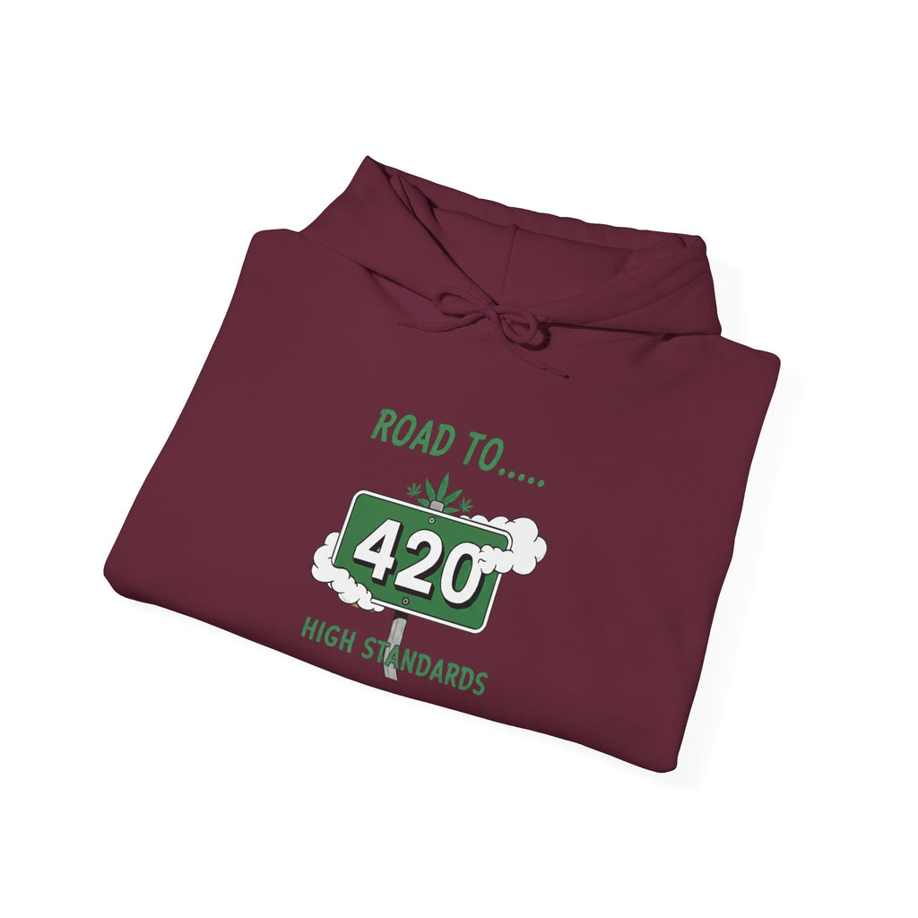 420 Road Sign Hoodie – 'Road to 420' High Standards Cannabis Sweatshirt
