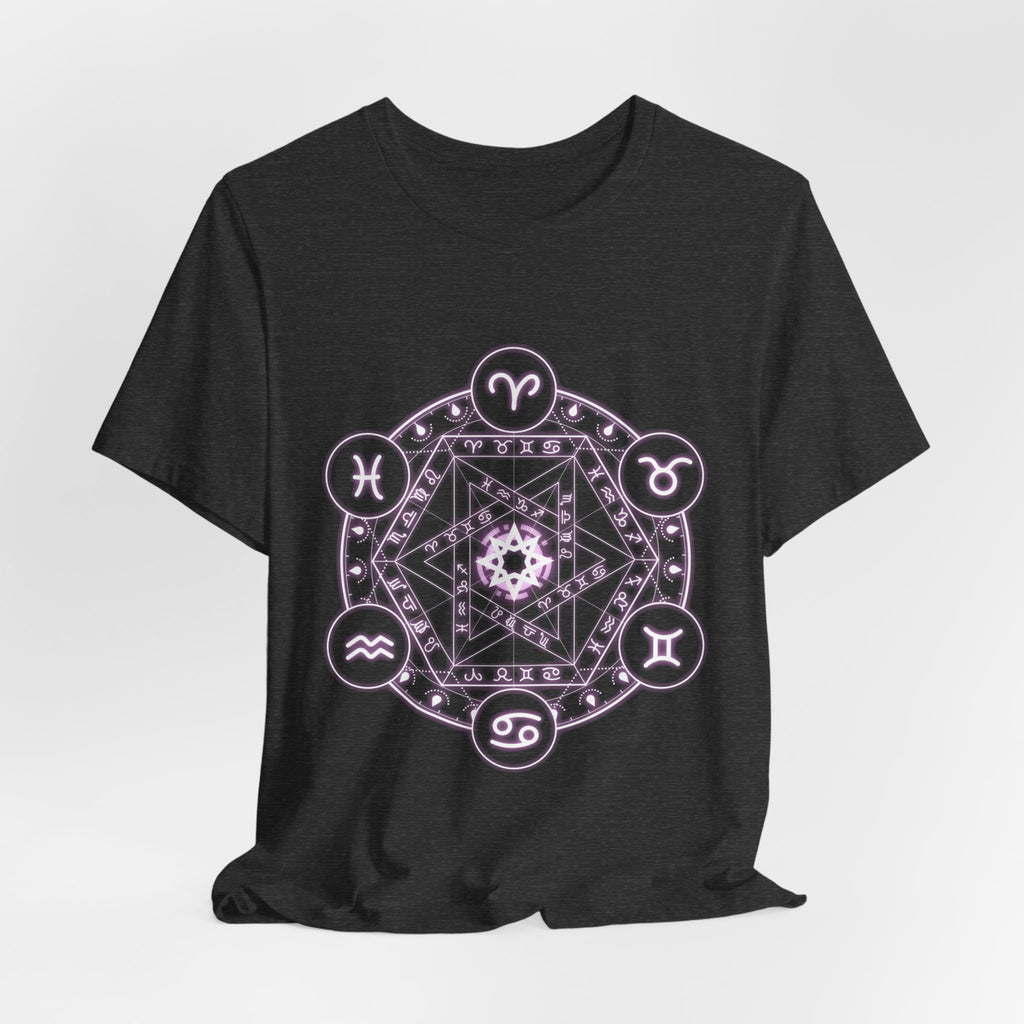 Zodiac Mandala T‑Shirt — Pastel Astrology Symbol Tee